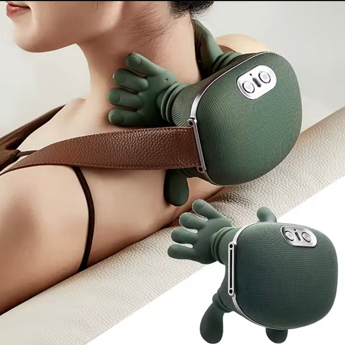 Electric and heated massager for the neck and shoulders