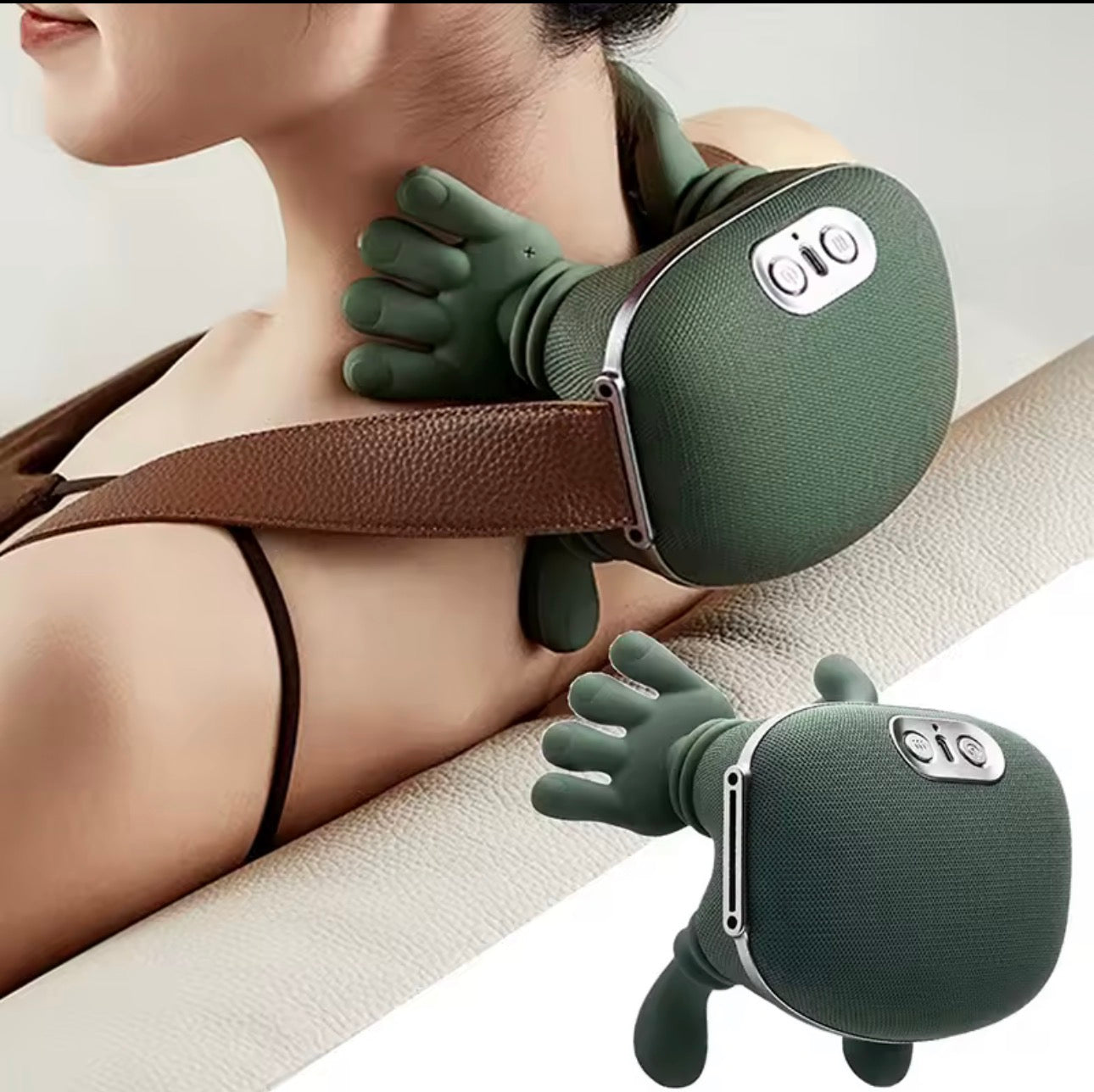Electric and heated massager for the neck and shoulders