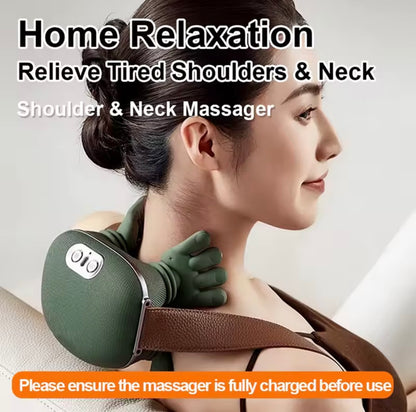 Electric and heated massager for the neck and shoulders