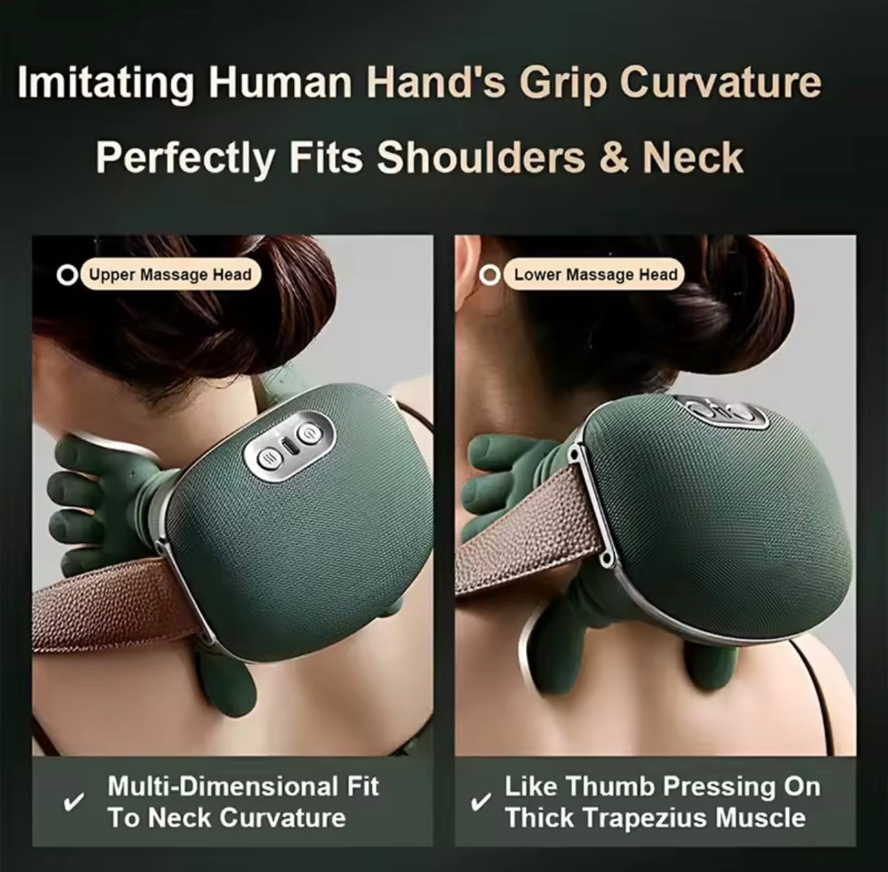 Electric and heated massager for the neck and shoulders